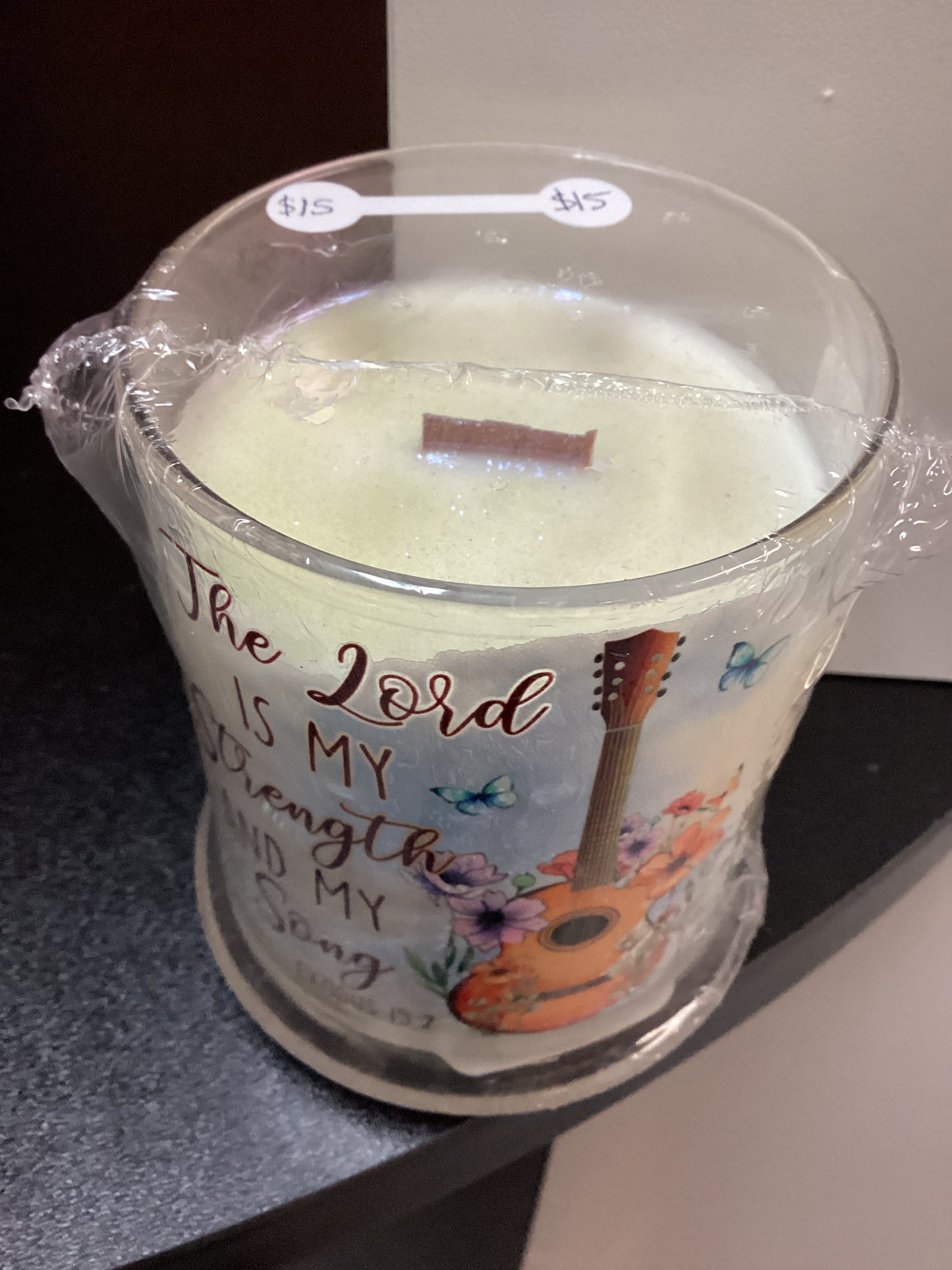 The lord is my strength wood wick candle