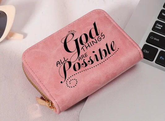 With God all things are possible card wallet